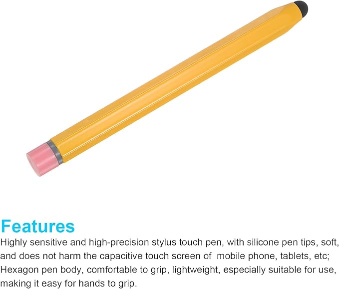 MECCANIXITY 2pcs Stylus Pens for Touch Screens Hexagon Crayon Stylus Pen Universal Capacitive Stylus for All Touch Screen Devices, 4.7" Yellow