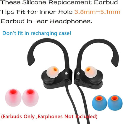 Earbuds Replacement Tips Silicone Earbud Tips Ear Gels Fit for Inner Hole from 3.8mm - 5.1mm Earphones 9 Pairs S/M/L