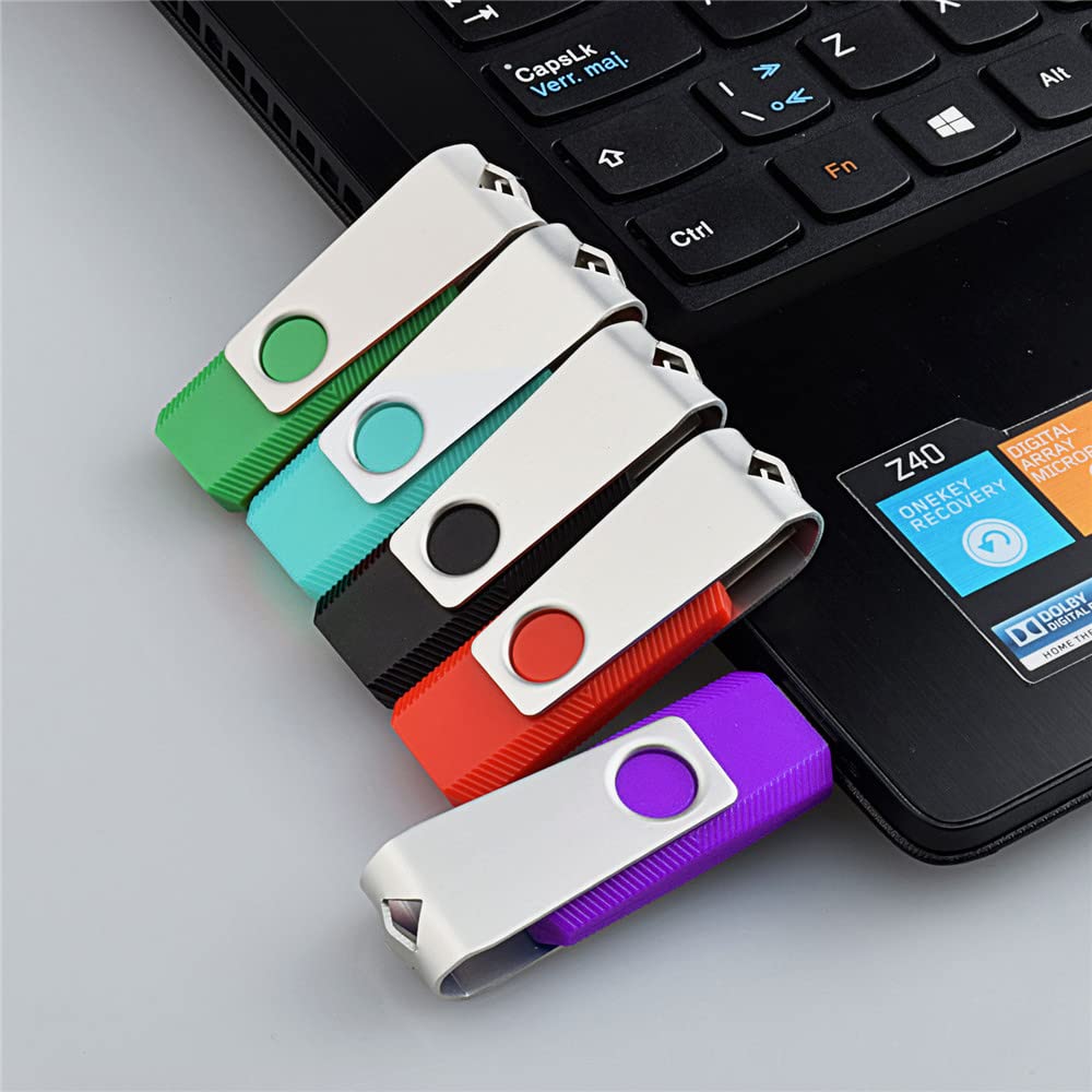 Aiibe 5 Pack 64GB USB 3.0 Flash Drive 64GB USB 3.0 Drive 5 Pack Thumb Drive Memory Stick USB Stick 64 GB (5 Mixed Colors: Black Red Cyan Green Purple)