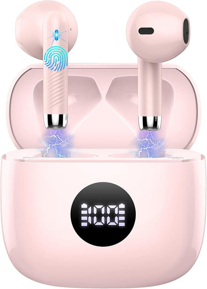 Wireless Earbuds, Bluetooth 5.4 Ear Buds LED Power Display Headphones Bass Stereo, Bluetooth Earbuds in-Ear Noise Cancelling Mic, 40H Playback Mini Case IP7 Waterproof Sports Earphones for Android iOS