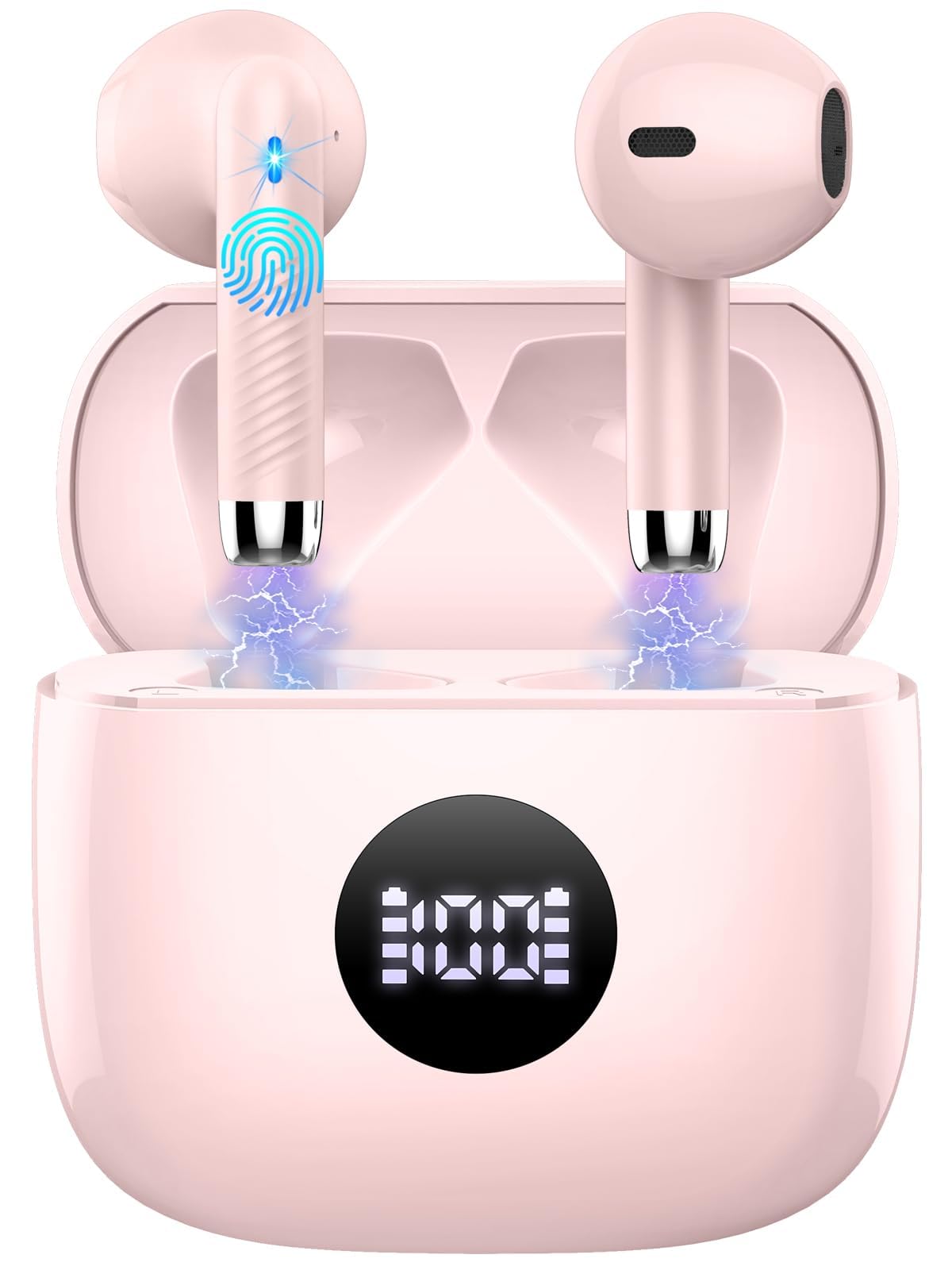 Wireless Earbuds, Bluetooth 5.4 Ear Buds, LED Power Display, 6D Bass Stereo