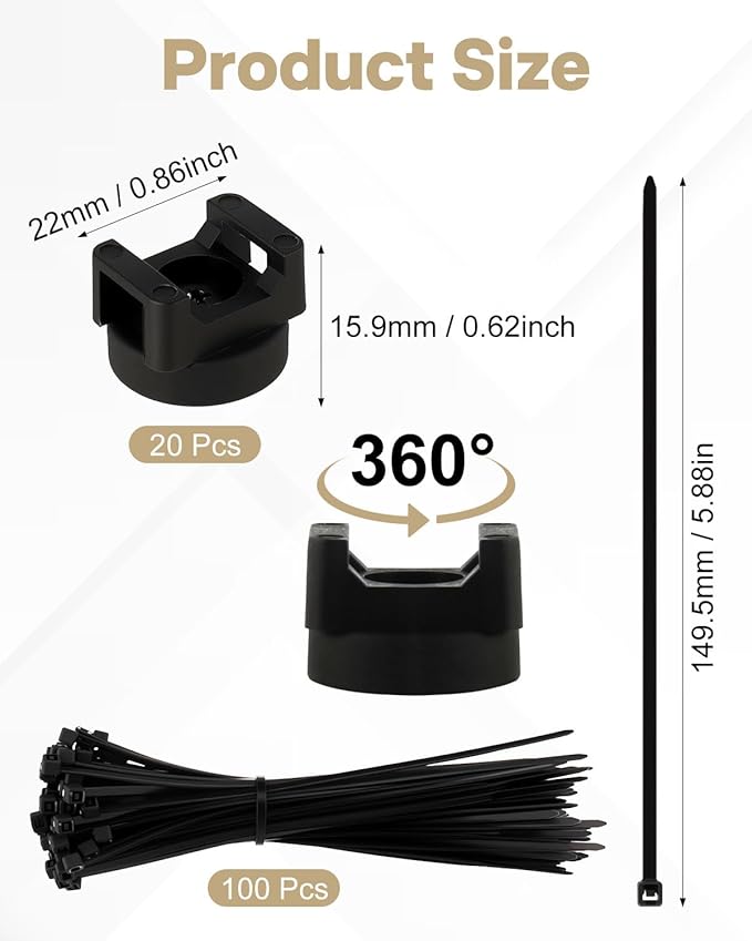 Alffun Magnetic Cable Clips Zip Tie Mount Base