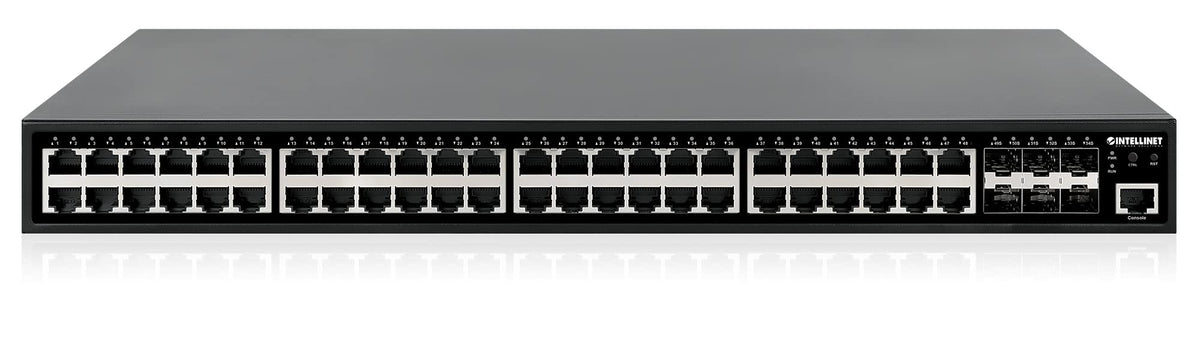 Intellinet 28-Port Managed Gigabit PoE+ Switch, 370W, 4 10G SFP+ Slots