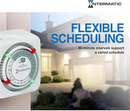 Intermatic TN111K 15-Amp Indoor Timer - Versatile 24-Hour Control - Easy Manual Override and Single 2-Prong Design (2 Pack)