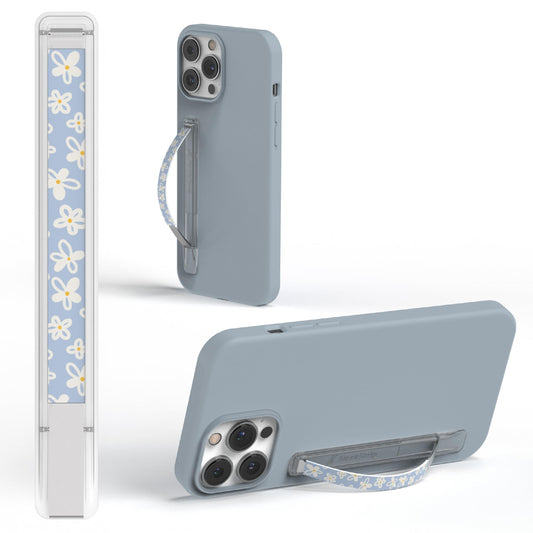 SleekStrip SleekGrip-Essential Ultra Thin Phone Grip Stand,Slim Metal Finger Loop Ring Hand Holder Strap Cell Phone Grips for iPhone 16 Pro Max,17 Air,Android,Case Back - Frosted x Daisy Bloom