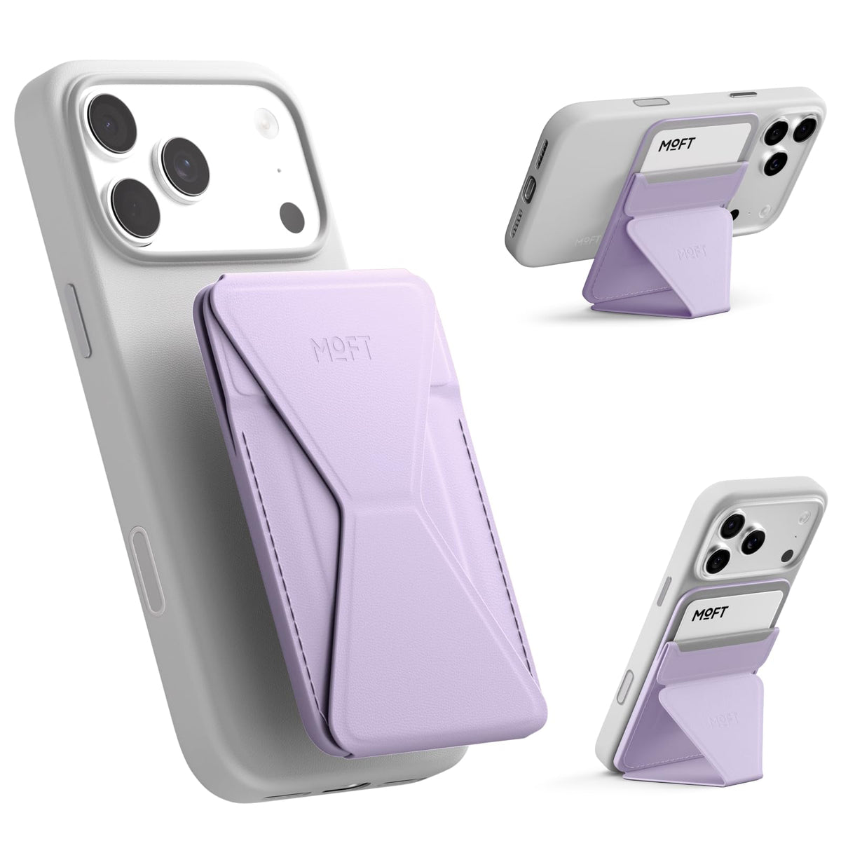 MOFT Magnetic Wallet Stand Compatible with iPhone 18/17/16/15/14/13 Series, Angle Adjustment Magsafe Compatible MOVAS Phone Stand,Clay