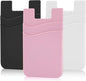 SS Phone Wallet, Phone Card Holder Pocket Pouch Stick on for Phone Cases Silicone Double Pockets Suitable for iPhone, Android, Samsung Galaxy 3 Pack