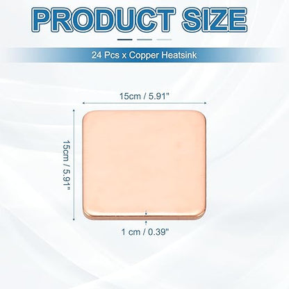 PATIKIL Copper Heatsink Pad Shims, 24 Pcs 15x15x1mm Copper Pad Shim IC Chipset GPU CPU Thermal Heatsink for Cooling Laptop Desktop Computer