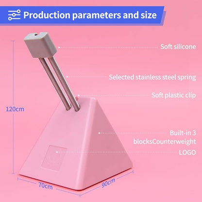 Hotline Games Mouse Bungee Mouse Cord Clip Cord Management System Fixer Holder for Esports FPS Game (3.0 Pink)