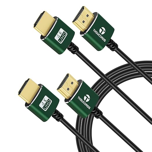 Thin HDMI to HDMI Cable 6.6FT 2 Pack, Ultra Slim & Flexible HDMI Cord Supports High Speed 4K@60Hz 18gbps 2160p 1080p