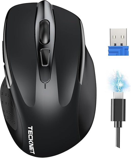 TECKNET Wireless Mouse Rechargeable, 2.4G Computer Mice with USB-A Receiver
