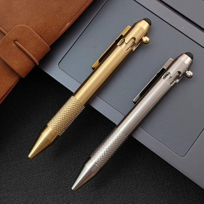 Cool Hand 4.9'' Titanium Bolt Action Pen Stylus for Touch Screen, Ballpoint Ink Refillable, Compact Size, Skelton Out Deep Pocket Clip for Easy Carring