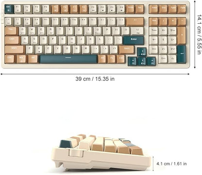 Wireless Mechanical Keyboard, Triple Mode 2.4G/USB-C/BT Gaming Keyboards 100 Keys RGB Backlit, Brown Switch Rechargeable | Brown Combo