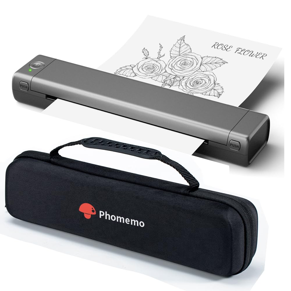 Phomemo Portable Printers Wireless for Travel, M08F Thermal Bluetooth Printer Support for 8.5"x11" US Letter, Small Inkless Printer Compatible with iOS, Android, Laptop for Car, Office, Home