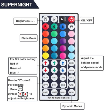 SUPERNIGHT RGB Light Strip Remote Controller, RF Remote of 2-in-1 4 Pin Dimming, Brightness Flash Mode Dimmer for SMD 5050 2835 3528 LED Strip Lights (RF- 2 Ports)