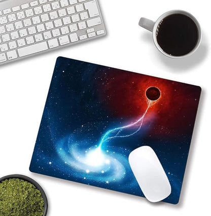 Cool Galaxy Mouse Pad, Black Holes Engulf Galaxies Square Mouse Pad Non-Slip Rubber Base Gaming MousePads for Computers Laptop Office, 9.5"x7.9"x0.12" Inch( 240mm x 200mm x 3mm)