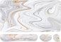 4-in-1 Large Gaming Mouse Pad, Keyboard Wrist Rest Pad & Wrist Support Mousepad Set, Extended Desk Pad Waterproof Desk Mat for Home Office Study Game - White Marble