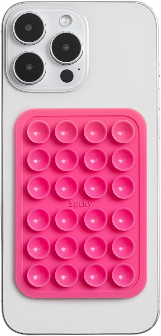 Suction Phone Case Mount, Phone Sticky Grip for iPhone and Android, Adhesive Phone Accessory, Hands-Free Mirror Shower Phone Holder for Videos and Selfies (Hot Pink)