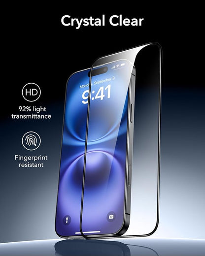 ESR 3 Pack 9H+ Glass for iPhone 16 / iPhone 15 Screen Protector, [Military Grade Shatterproof & Longest Durable] Armorite Ultra-tough Full Coverage Tempered Glass with UltraFit Tray