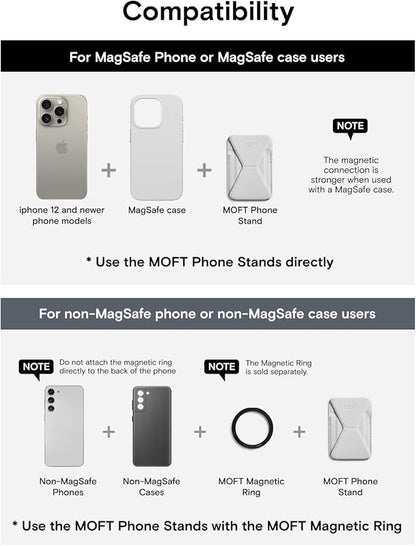 MOFT Magnetic Wallet Stand Compatible with iPhone 16/15/14/13/12 Series, Angle Adjustment MOVAS Phone Stand, Cool Grey