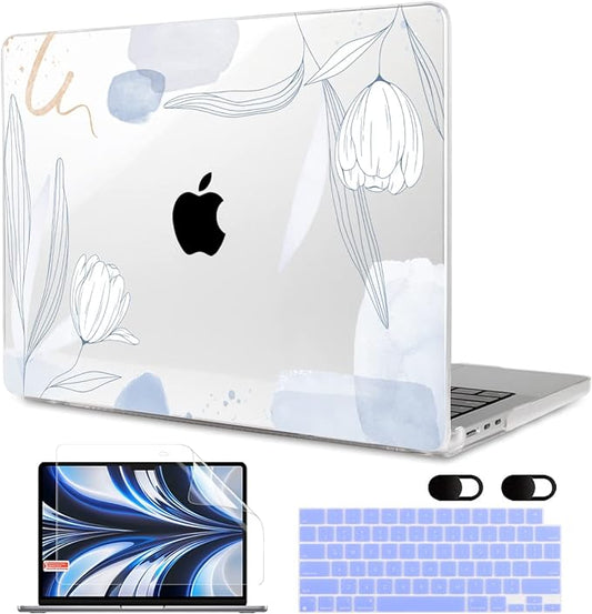 MEEgoodo Case for M5/M4/M3/M2 MacBook Air 13 inch 2026 2025 2024 2022, Fit Model A3449/A3240/A3113/A2681, Case Compatible with MacBook Air 13.6-inch, Floral 33