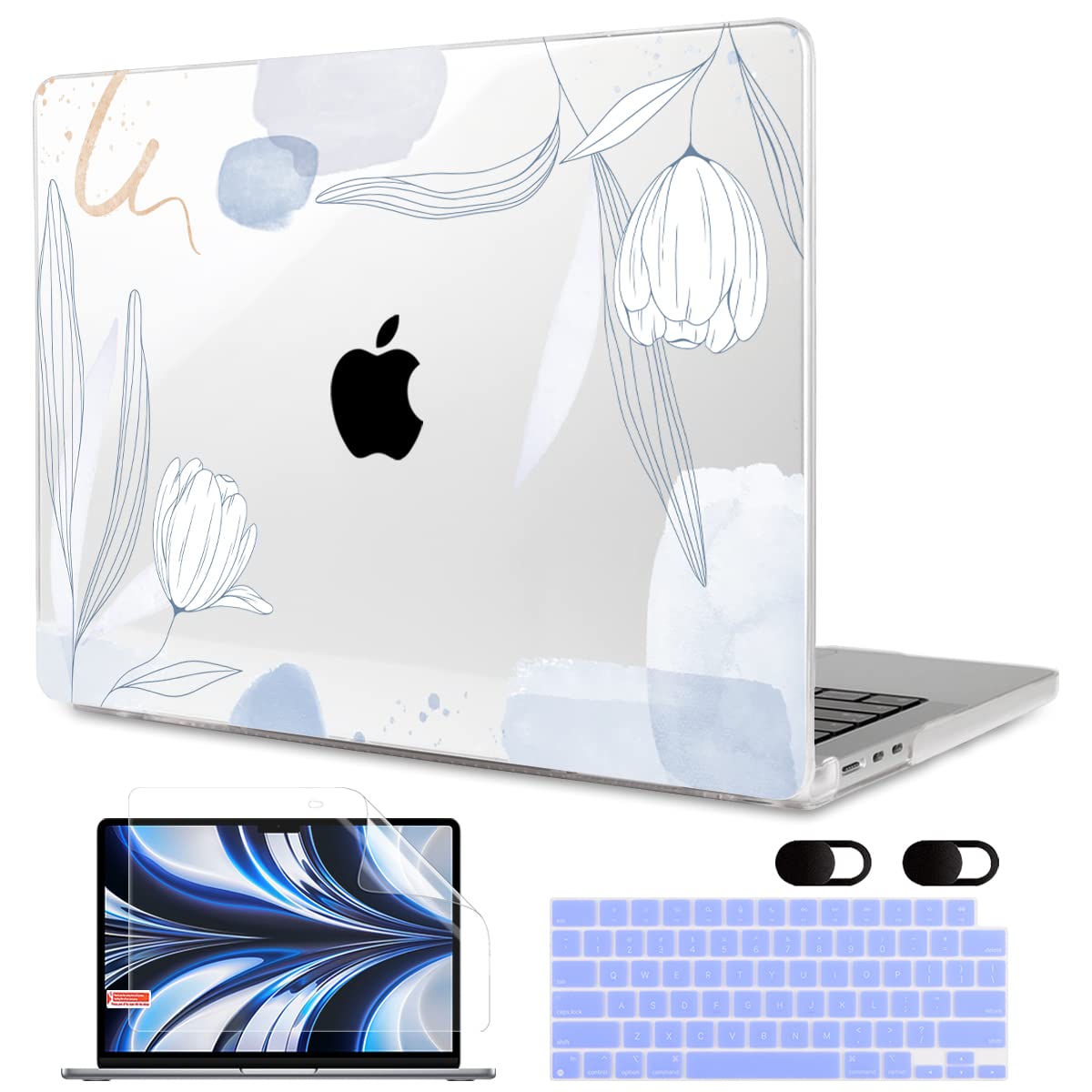 MEEgoodo Case for M5/M4/M3/M2 MacBook Air 13 inch 2026 2025 2024 2022, Fit Model A3449/A3240/A3113/A2681, Case Compatible with MacBook Air 13.6-inch, Floral 33