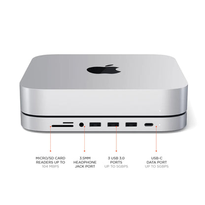 Satechi Aluminum Stand & Hub for Mac mini, USB 3.0 & Headphone Jack, Silver