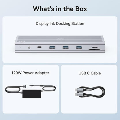 USB C Docking Station 3 Monitors with 120W Power Adapter, 4URPC Displaylink Docking Station 3 HDMI for MacBook/Mac mini M4, Windows, and Chrome with USB C(3 HDMI, 5 USB, Ethernet, SD/microSD)
