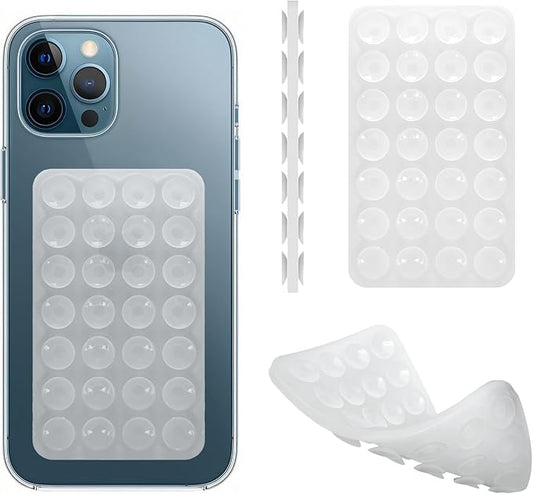 DreamsLink.LC Silicone Double-Sided Suction Phone Detachable Mount, Fidget Sticky Grip Hands-Free for Makeup, Gym, Cooking, ASMR/TikTok Recording & Selfie, Content Creator Trendy Gift (Clear,Small)