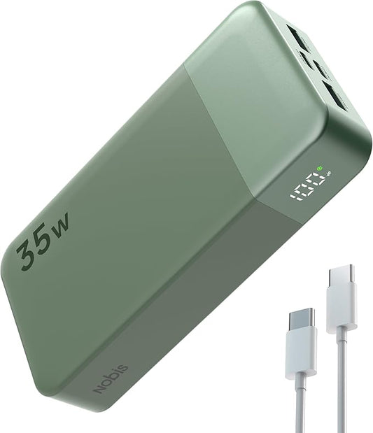 NOBIS Portable Charger, 20000mAh Power Bank, 35W Power Bank Fast Charging, Battery Pack with C to C Cable, Battery Bank with Digital Display for Phone Android etc