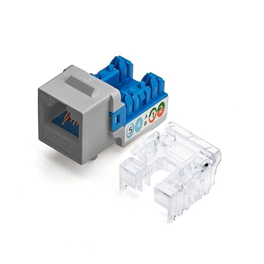 TRUE CABLE Cat6A Unshielded (UTP) Keystone Jack, 90-Degree Punch-Down RJ45 Female Module, PoE++ 4PPoE, UL Listed & TIA Certified, Gray, 12 Pack