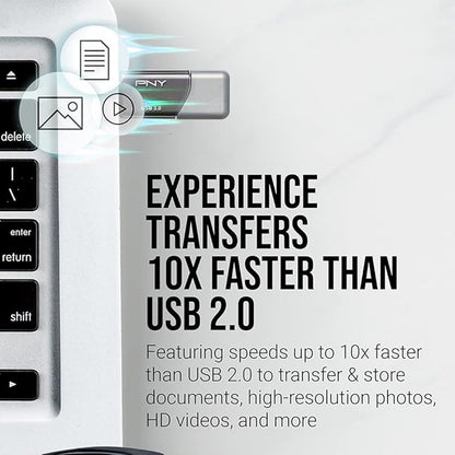 PNY 64GB Turbo Attaché 3 USB 3.0 Flash Drive, Silver (Pack of 5)
