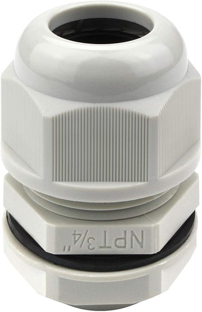 XHF 20 Pcs 3/4" IP68 Strain Relief Nylon Cord Grip Waterproof NPT Cable Glands Adjustable UL Listed and RoHS Compliant(Grey)