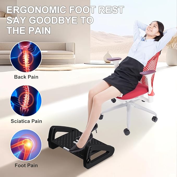 ZLMHYYM Foot Rest for Under Desk at Work, Six Heights Adjustable Foot Stool