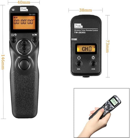 Pixel Remote Timer TW283-E3 LCD Multi-Function Shutter Remote Release Timer Controller Adapter Compatible with Canon EOS DSLR Pentax Contax Cameras