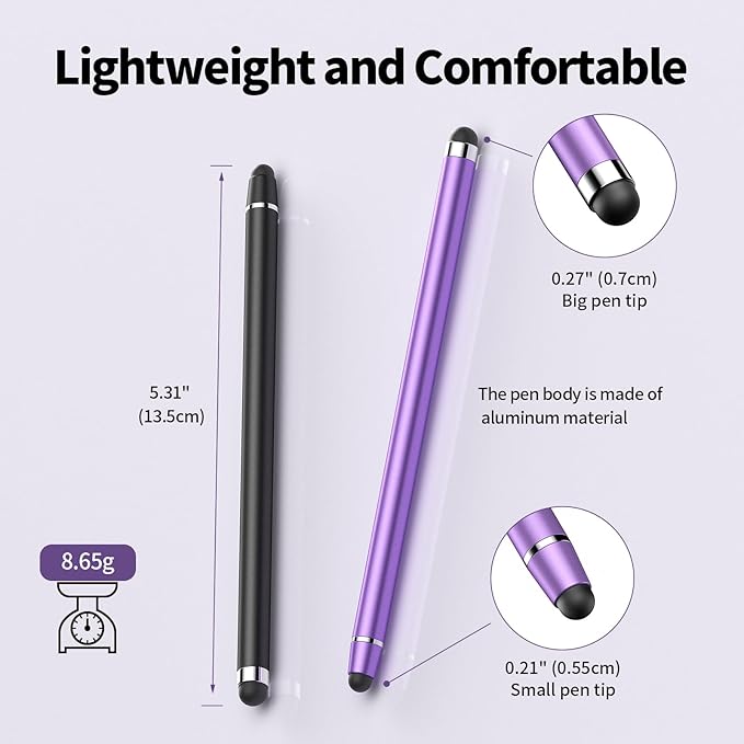 Stylus Pen for Touchscreen,2 in 1 High Precision and Sensitivity Stylus,Stylus Pen for iPad/iPhone/Android/Samsung Smartphone and Tablets,Compatible with All Touch Screens(10 Colors Stylus)