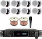 Vaiyer Home Stereo System Kit - 7.2 Channel 4500 Watts Bluetooth Amplifier with 8 Qty of 6.5" Ceiling Speakers 200W Each, Mic, 16 AWG 500 ft. Speaker Wire & Remote for Home, Bar, Office, Restaurant