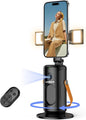 P08 Auto Face Tracking Phone Holder, No APP, 360°Rotation Phone Tracking Gimbal with Detachable Remote & 2 Fill Light, Phone Stand Gesture Control for Vlogging, Live Streaming, Video Recording