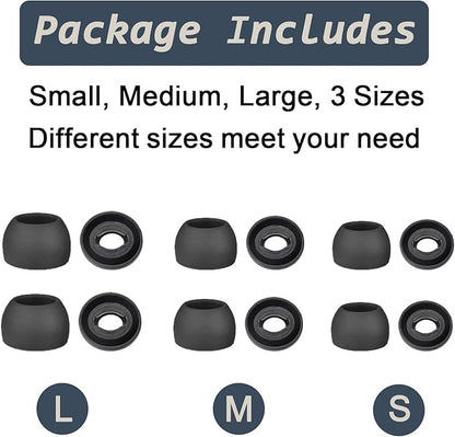 6 Pairs Replacement Eartips for Samsung Galaxy Buds Pro Headphones, Silicone Tips Earbuds Eartips Set, L/M/S Earplug Replacement Accessories (Black, Without Pen)