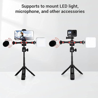Dual Cold Shoe Mount by SmallRig, Extension Bar Universal Cold Shoe Adapter with 1/4" Thread Holes, for Microphone,Led Video Light, Audio Recorder Monitors-3483B