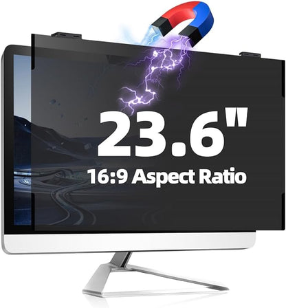 Computer Privacy Screen 23.6 Inch Magnetic, Removable Hanging Privacy Shield for frameless Monitor 16:9 Widescreen, Anti Blue Light, Anti-Glare Protector