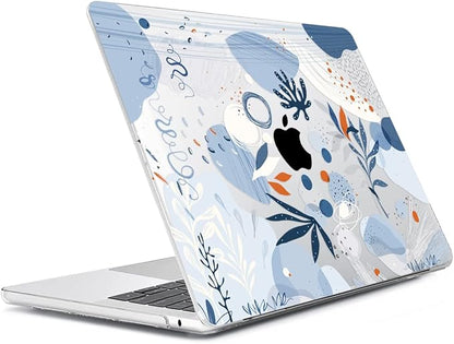 Compatible with 2025 2024-2022 MacBook Air 13.6 inch Case Model A3240 M4 A3113 M3 A2681 M2 with Touch ID, Plastic Hard Shell Case&Keyboard Cover&Screen Protector&Webcam Cover, Blue Graffiti