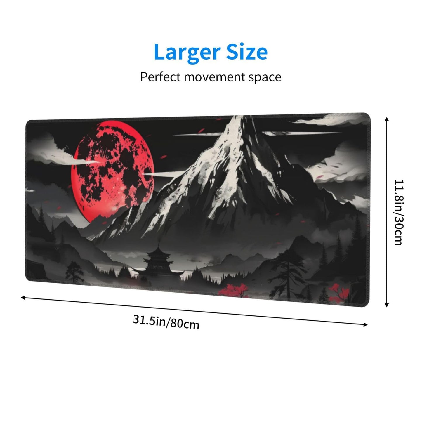 Extended Gaming Mouse Pad, Large Desk Mat XL Anime Mouse Pad Waterproof with Stitched Edges, Non-Slip Desktop Pad for Home and Office, Level Up Your 31.5x11.8 Inch (Snow Mountain)