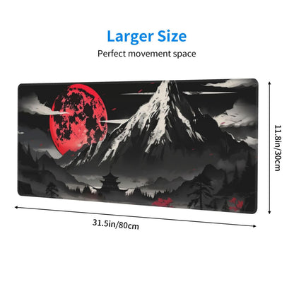 Extended Gaming Mouse Pad, Large Desk Mat XL Anime Mouse Pad Waterproof with Stitched Edges, Non-Slip Desktop Pad for Home and Office, Level Up Your 31.5x11.8 Inch (Snow Mountain)