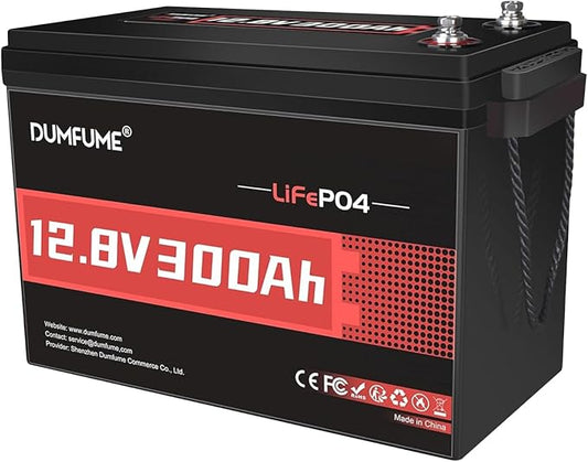 12V 300Ah Lithium LiFePO4 Battery,200A BMS Max.3840W Load Power,Rechargeable Lithium Iron Phosphate Battery for Solar Energy Storage,Backup Power,RV,Camping