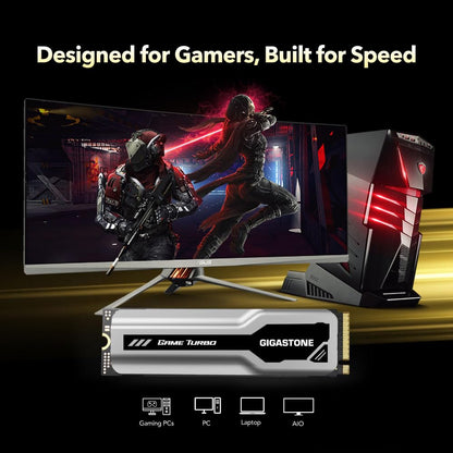 Gigastone M.2 SSD 2TB PCIe 3.0 NVMe SSD 3,500MB/s Internal Gaming Solid State Hard Drive Turbo Speed Heatsink Cooling Heat Dissipation PC Laptop Storage for Gamers Video Editing Creators