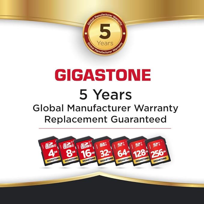 GIGASTONE 64GB SD Card 5-Pack UHS-I U1 Class 10 SDXC Memory Card High Speed Full HD Video Canon Olympus Digital Camera, with 5 Mini Cases