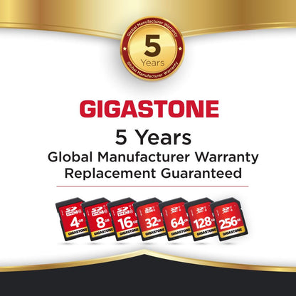 GIGASTONE 128GB SD Card 5-Pack UHS-I U1 Class 10 SDXC Memory Card Full HD Video for Digital Camera Speed up to 80MB/s, Full-Sized SD Card, with 5 mini case
