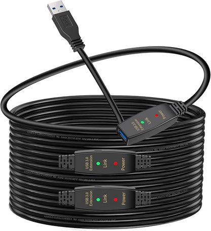 LDKCOK Active USB 3.0 Extension Cable 60ft– Male to Female Extender Cord, USB Extension Cable for USB Flash Drive, Card Reader, Hard Drive, Keyboard, PlayStation, Xbox, VR, Printer, Camera, Laptop
