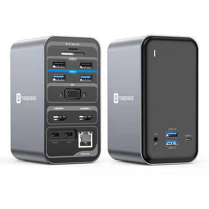 TobenONE USB C Laptop Docking Station Dual Monitor Plug and Play 7 USB Port